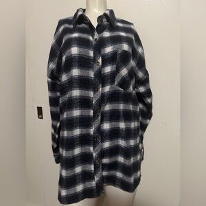 Ci Sono Navy and White Plaid Shirt